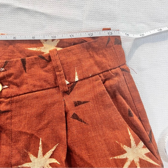 ZARA SUN PRINT BOHO LINEN BROWN WIDE LEG PANTS XS NWT - Picture 15 of 16